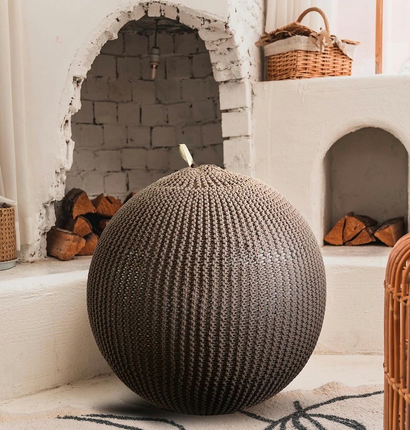 ART pinecone Handmade Cotton Rope Yoga Ball Chair Cover, Exercise, Birthing, Stability, Fitness, Balance, and Pilates Ball Cover (65 cm/26" Brown) - Image 4